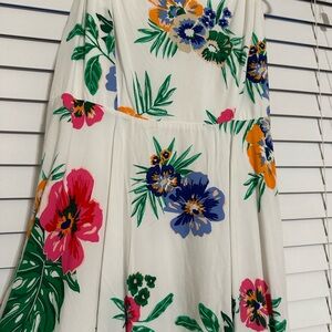 White dress with flowers, above the knee, medium from old navy